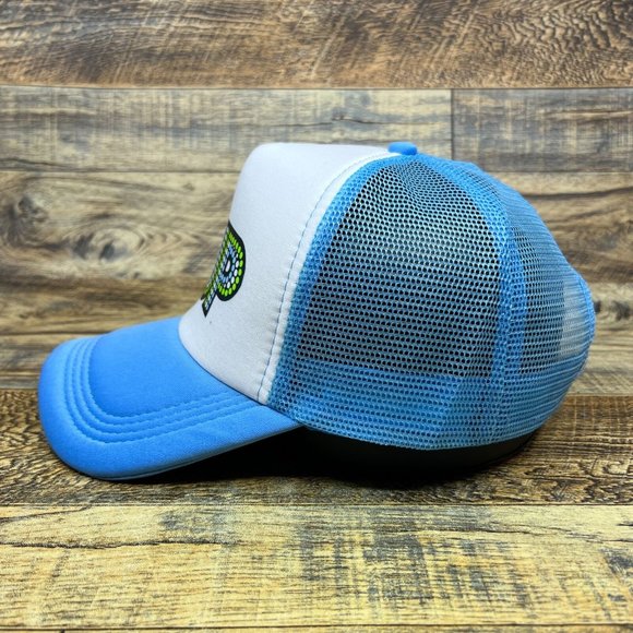 7UP Mens Trucker Hat Blue Snapback Vintage 1970s Logo Soda Retro Baseball Cap - Picture 4 of 8